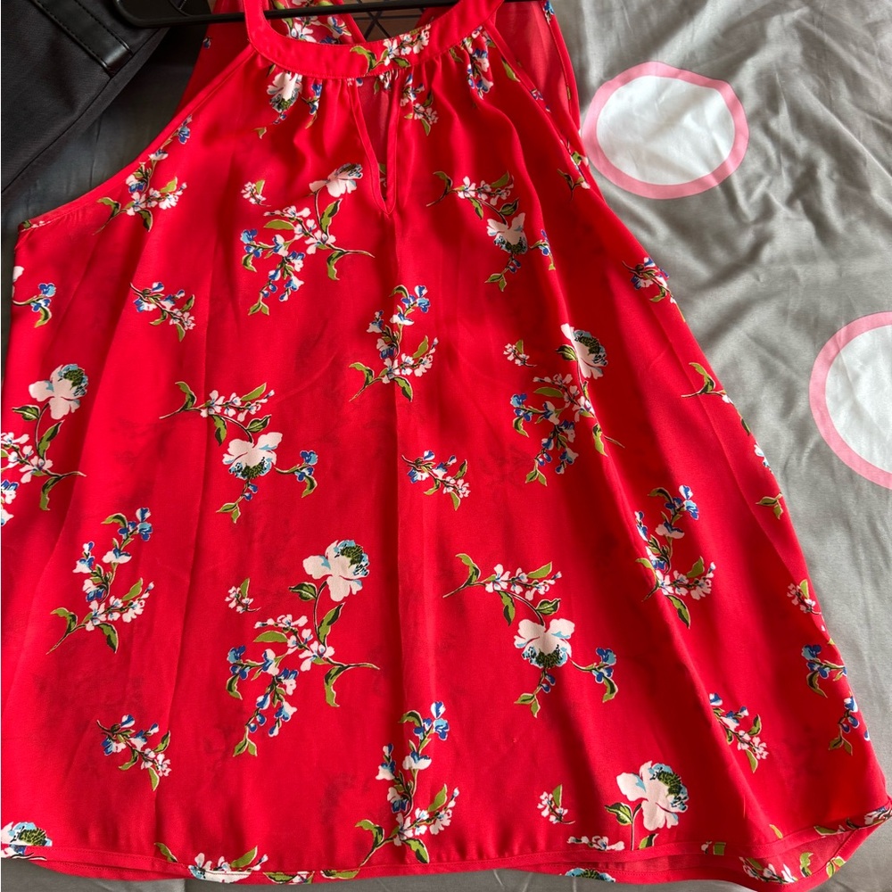 Papermoon Red Floral A-Line Skirt